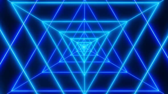 Amazing Blue Cyan Color Neon Light Tunnel Animated Background