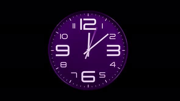 Modern Purple Clock Face Moving Fast Forward