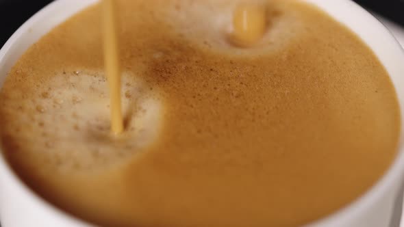 Automatic Coffee Machine With Coffee Capsules or Pods Pouring Double Espresso Drink alt