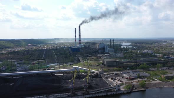 Coal-Fired Power Plants Under the Blue Sky White Clouds