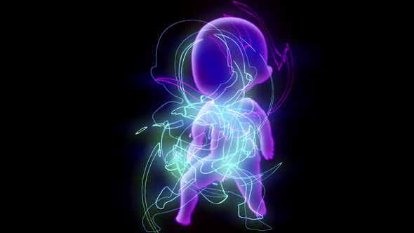 Neon baby with glowing lines