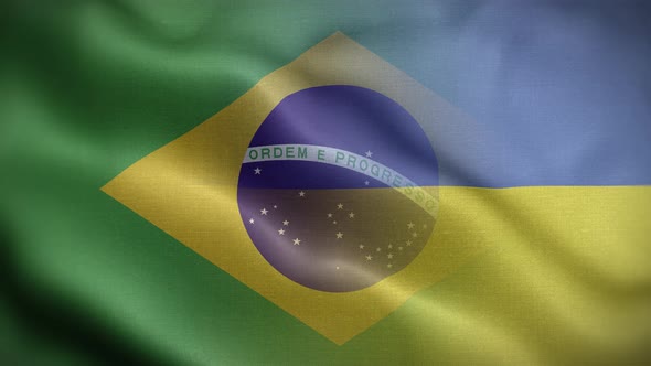 Ukraine Brazil Flag Loop Background 4K