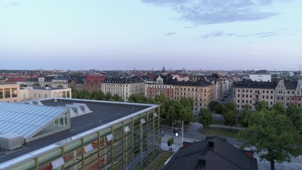 Drone Shot Flying Up Over Stockholm City