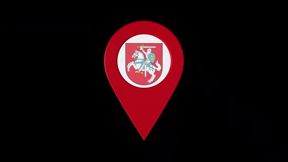 3D Rotating Pin Icon Animation With Lithuania Coat Of Arms Alpha Channel 2K alt