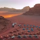 Timelapse View First Human Colony on Mars with Glass Domes Construction and Tents at Sunset Time - VideoHive Item for Sale
