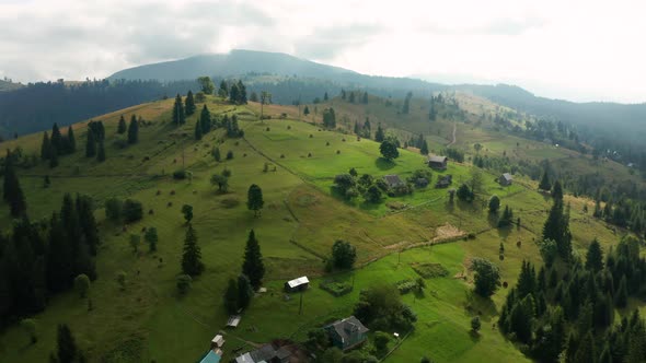Aerial View of Sunset in the Mountains