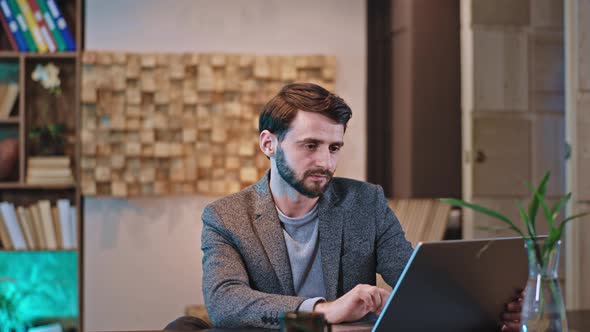 In a Large Office Place Charismatic Man Manager alt