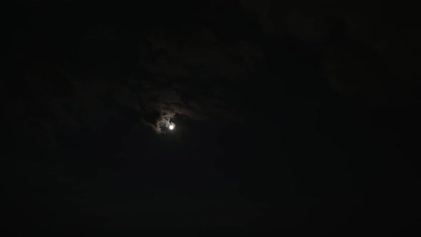 8K Full Moon in Cloudy Night Sky