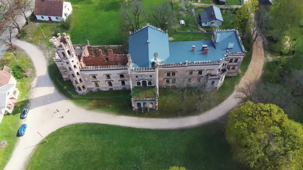 Destroyed Odzienas Castle in Latvia, Detail of the Ancient Castle. Concept of Travel 4K Video alt
