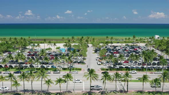 Establishing Shot Ocean Front Outdoor Parking on Summer alt