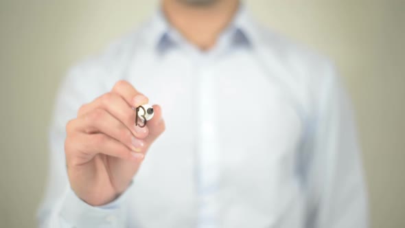 Be Prepared, Businessman Writing on Transparent Screen alt