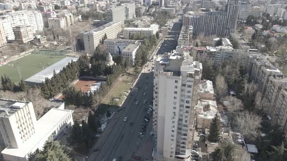 Tbilisi, Georgia - March 3 2021: Flying over Vaja Pshavela Avenue alt