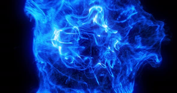 Abstract Pulsing blue particles