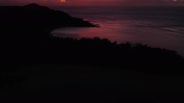 Darkness Of The Sundown Covering The Beautiful Island Beach And Mountains In Fiji - The Majestic And alt