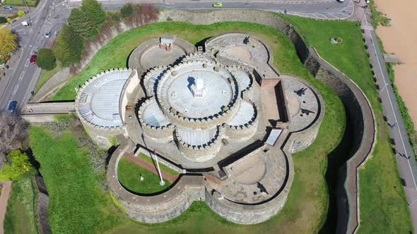 Aerial view of Deal castle, Deal, Kent, UK alt