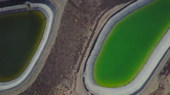 Cosmic Green Lakes in Gran Canaria Top View