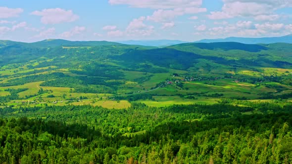 Top View on Small Town in Highland