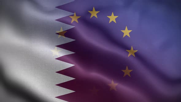 EU Qatar Flag Loop Background 4K