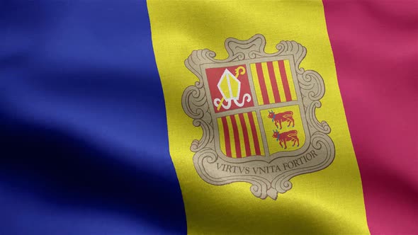 Andorra Flag Seamless Closeup Waving Animation alt