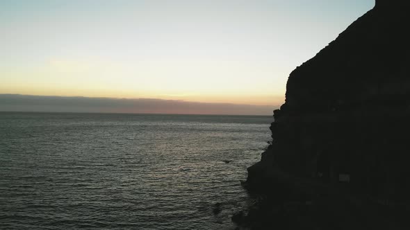 Aerial View From the Cliffs at Sunset on an Island in the Atlantic Ocean