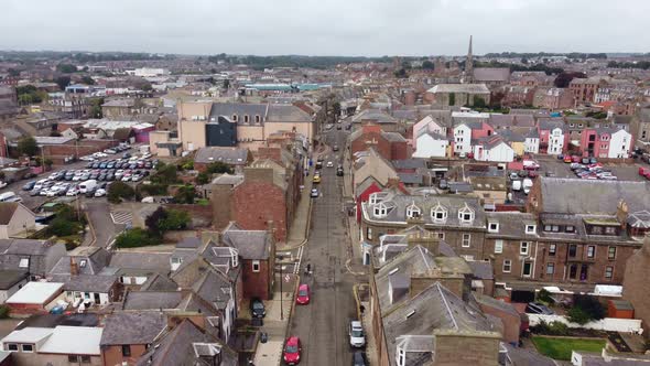 Drone View of Arbroath From a General View of the Town to a Small Street