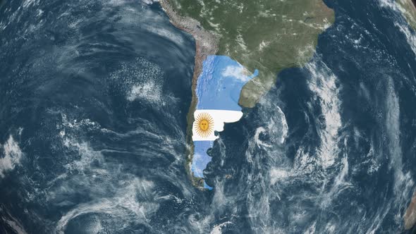 4K Globe Map of Argentina with a flag (Highlighted) alt