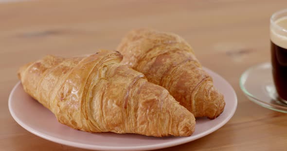 Hot coffee and Croissant  alt