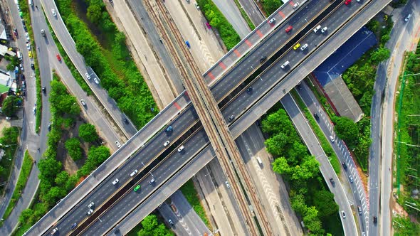 4K : Aerial view shot of fast moving Highway road alt