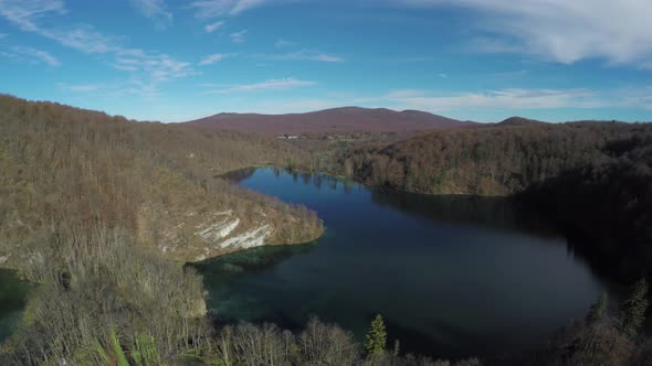 Aerial of lakes at Plitvice Park alt