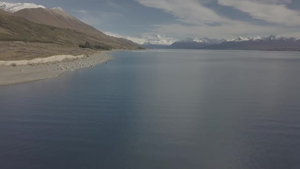 Aerial footage of Lake Pukaki