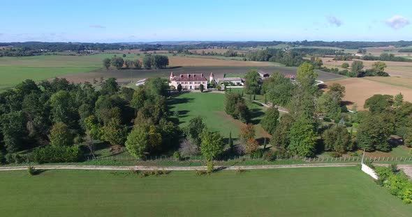 Aerial view of Bourbet Castle, France alt