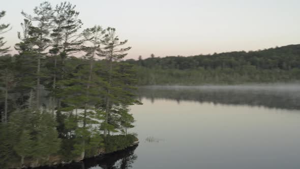 Aerial Island parallax reveal Prong pong low mist Sunrise alt