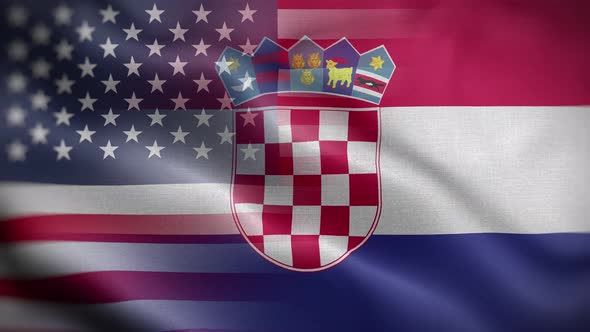 USA Croatia Flag Loop Background 4K
