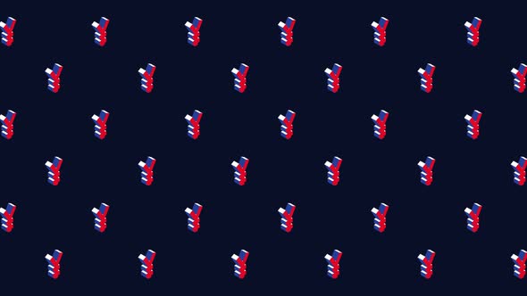 Japanese Yen isometric symbols animated pattern on a dark background. Seamless loop alt