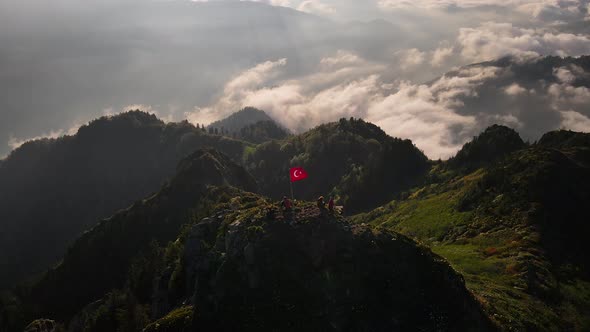 Turkish Flag On Top Of The Mountain alt