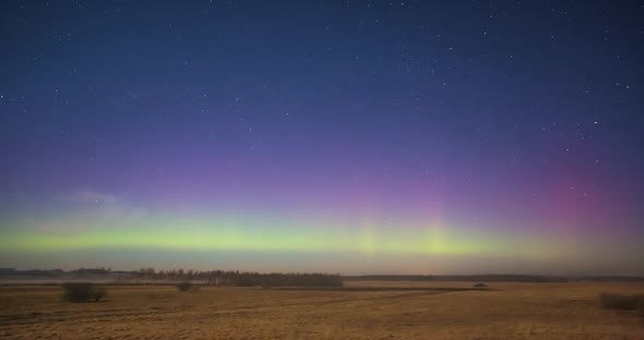 4k timelapse of Northern lights - aurora borealis in Lithuania, Europe