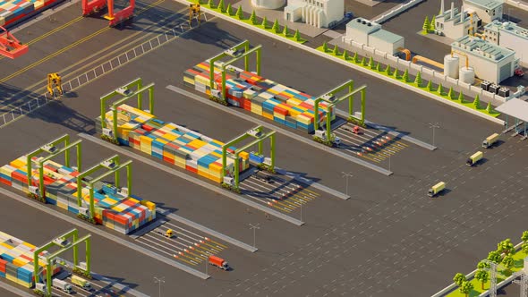 Working day in busy maritime container port. Loading cargo ship with crane. 4K alt