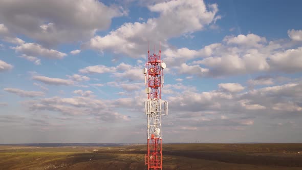 Communication tower for 4G and 5G Telecommunication. Base Transceiver antennae alt