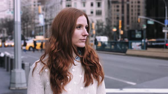 Portrait of Young adult woman on street in New York