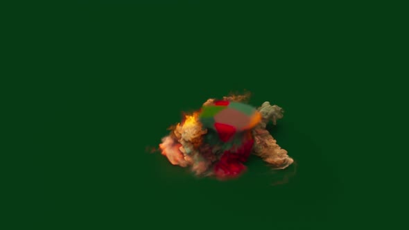 Chemical Reactions Of Pulsating Colored Smoke On A Green Background