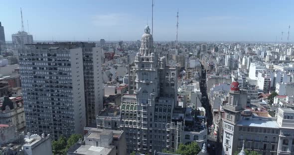 Aerial Scene of Barolo Palace of the Argentine. Zoom in to the Barolo Palace dome. alt