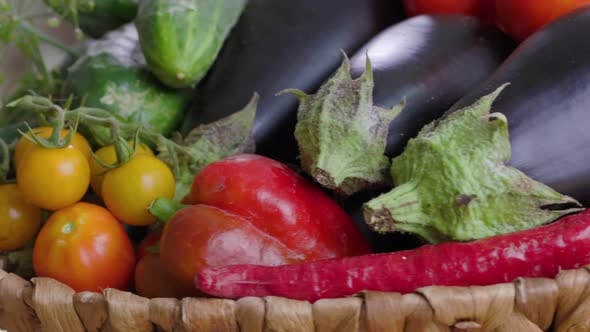 Basket Of Vegetables Is On the Table In Kitchen alt