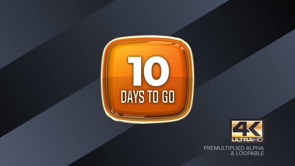 10 Days To Go Countdown Animation 4K
