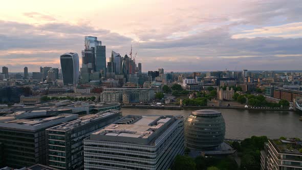City of London in the Evening  Aerial View alt