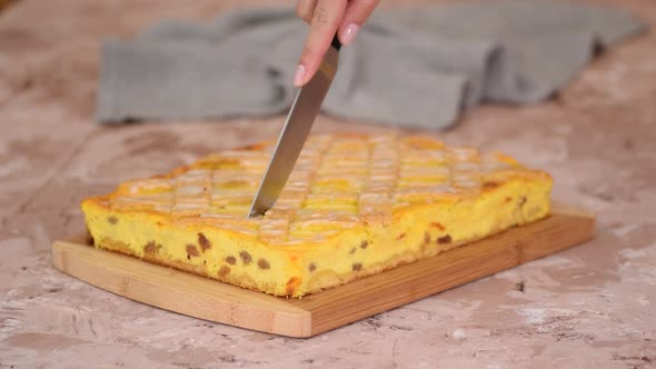 Polish Cheesecake Layered with Lattice Pattern Krakow Style