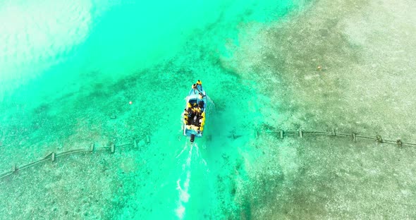 Aerial View Of Boat Between Lagoons Siargao Island Philippines