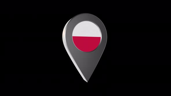 3d Animation Map Pointer With Poland Flag With Alpha Channel - 4K alt