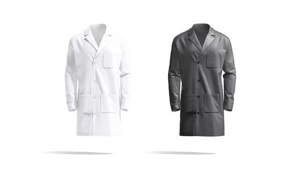 Blank black and white medical lab coat, looped rotation alt