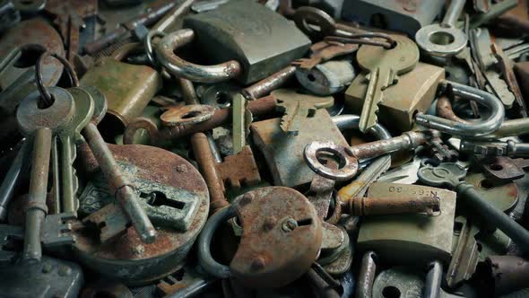 Moving Over Big Pile Of Old Keys And Locks alt