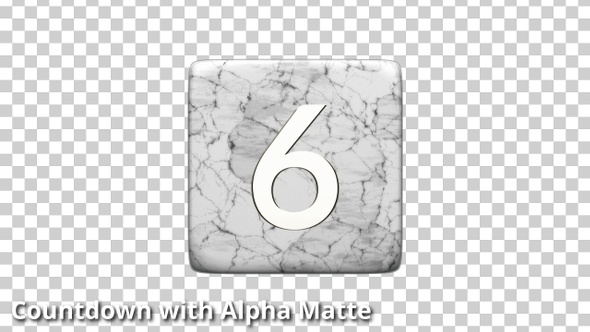 White Mable and Gold D6 Countdown on Black with Alpha Matte